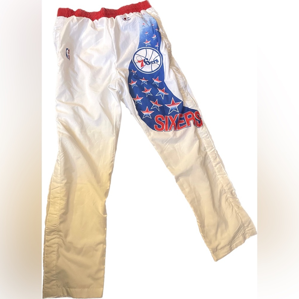 VTG 1991 NBA Philadelphia Sixers 76ers Champion Team Issued Warm Up Pants